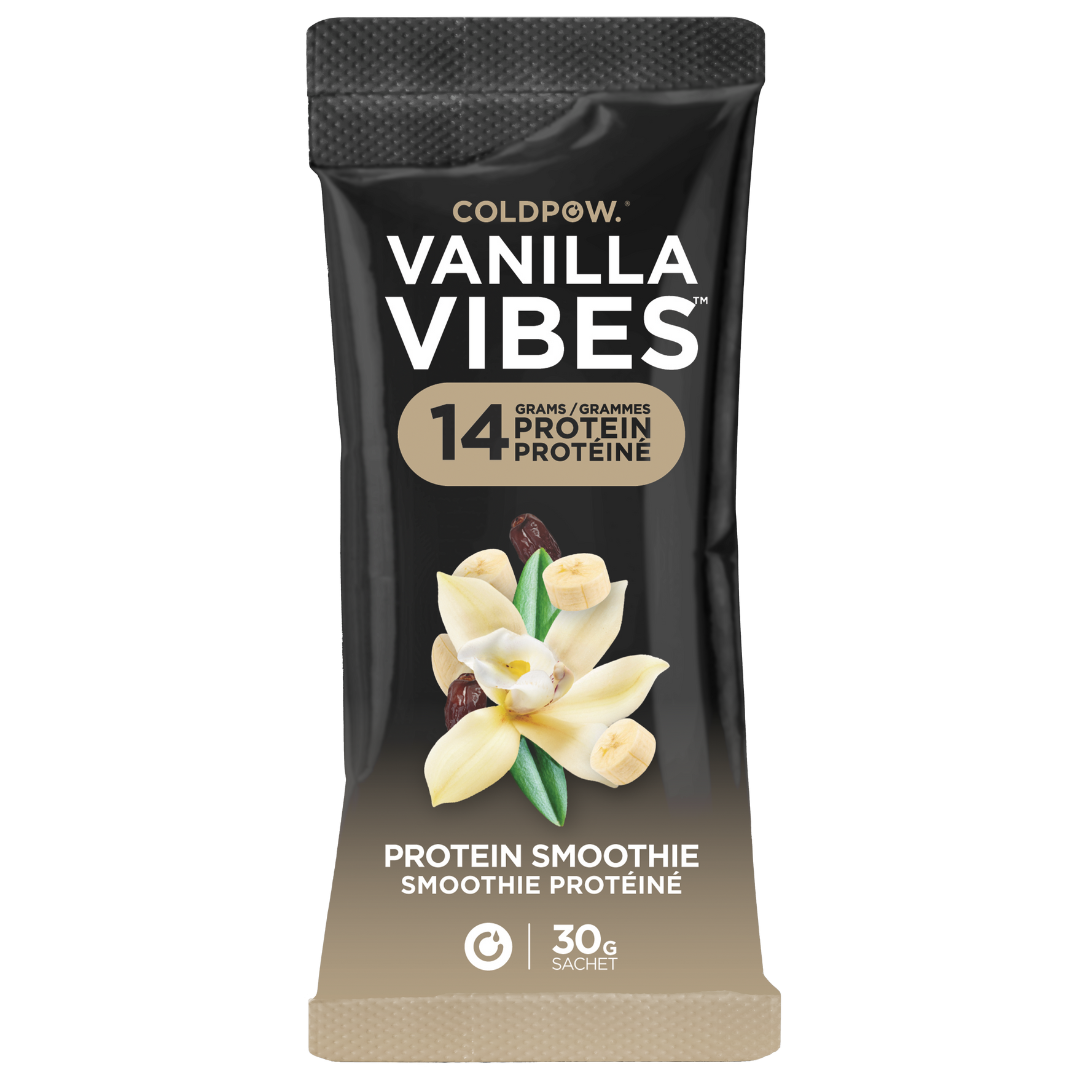 COLDPOW Vanilla Vibes: Vanilla Protein Smoothie Pouch. 14g Protein, Plant-Based, Vegan. Fuel Your Body with a delicious boost!