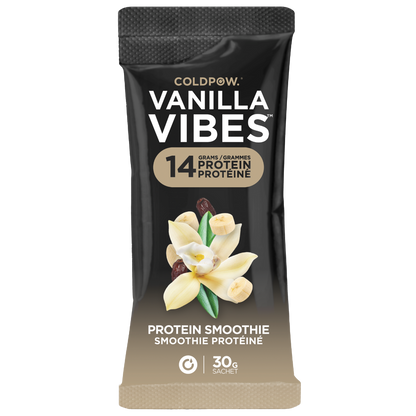 COLDPOW Vanilla Vibes: Vanilla Protein Smoothie Pouch. 14g Protein, Plant-Based, Vegan. Fuel Your Body with a delicious boost!